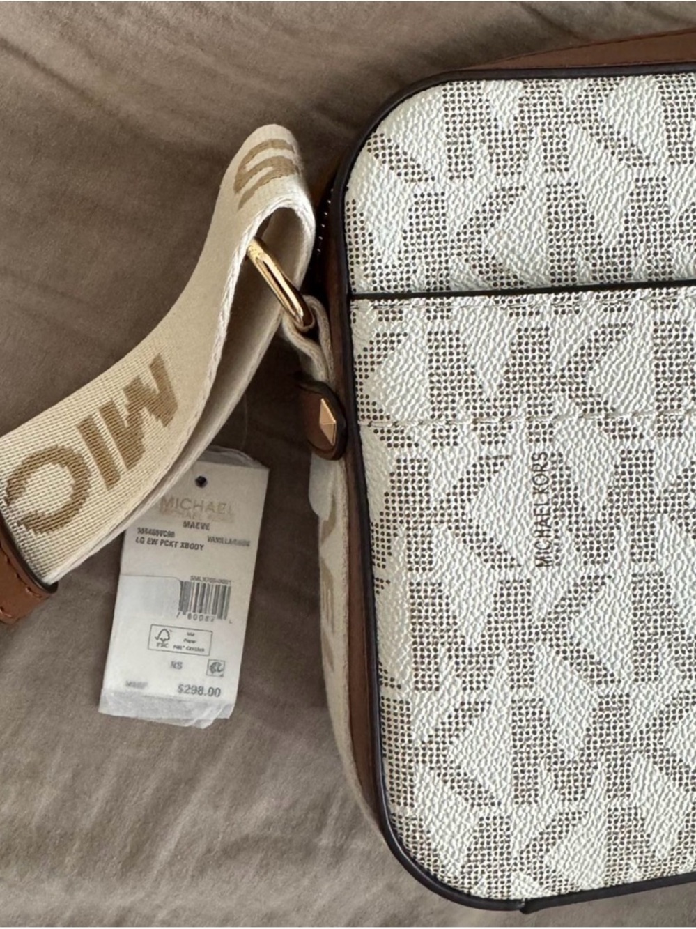 Michael Kors Signature Canvas Crossbody with Tan Trim(open box) NEVER USED!